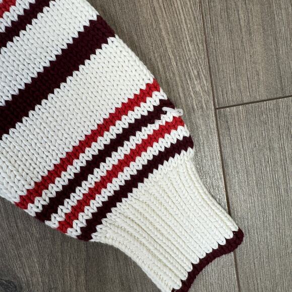 Madewell Ribbed Cotton Turtleneck Sweater WMNS S White Red Cabernet Stripe Knit - Picture 5 of 9